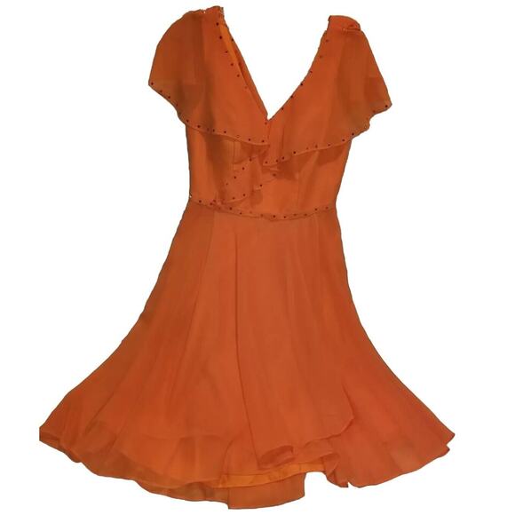 JJs House Dresses & Skirts - JJ’s House Dress Womens S Orange Mini Sequin Cocktail Formal Bright EUC‎